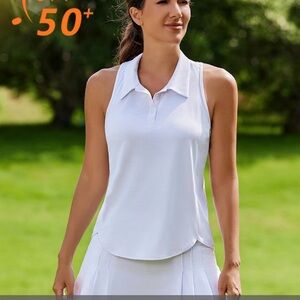White Polo Collar Sleeveless Tank Top